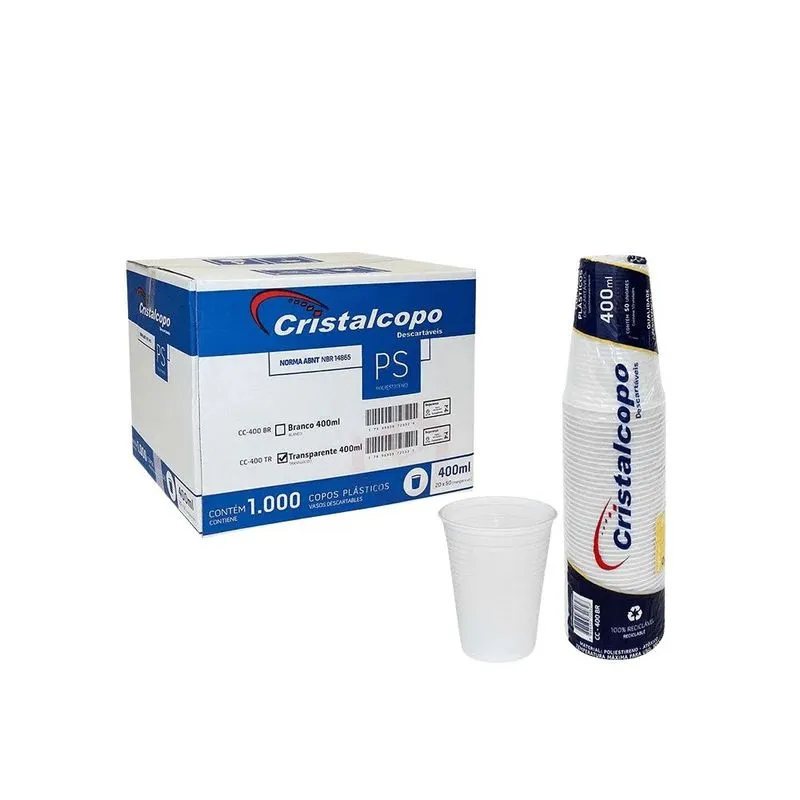 Copo De 400ml Translúcido Cristalcopo Com 1.000 Unidades