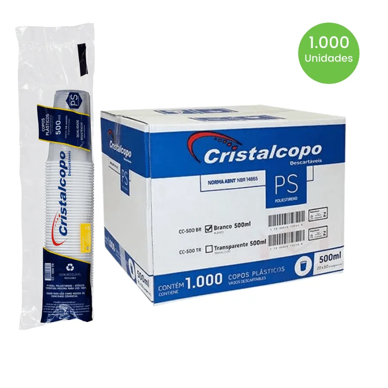 Copo 500ml Translúcido Cristalcopo com 1.000 unidades