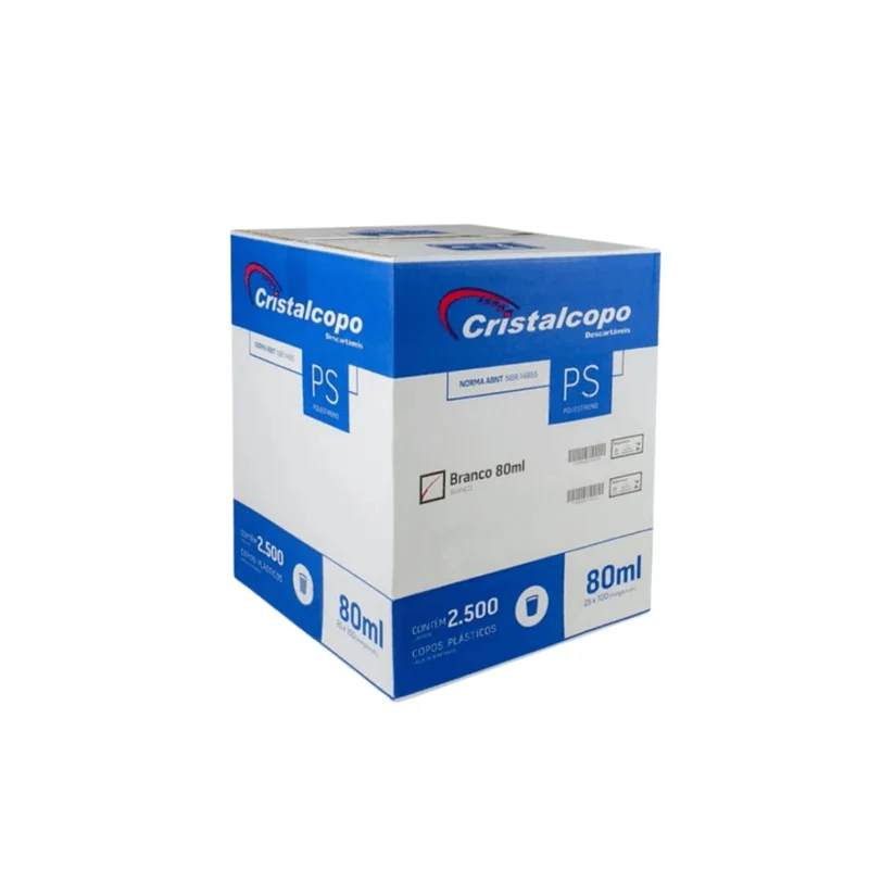 Copo Descartável 80ml Branco Cristalcopo – Caixa com 2.500 Unidades