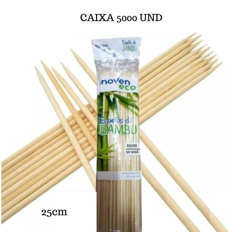 Espeto Bambu 25cm Inoven Pacote Com 5000 Unidades