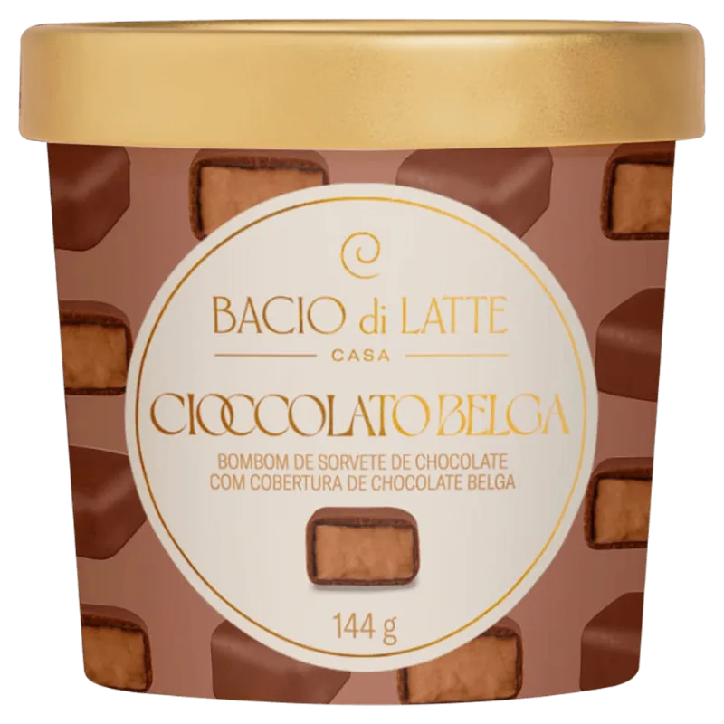 Bombom de Sorvete Cioccolato Belga Bacio di Latte Casa - 144g