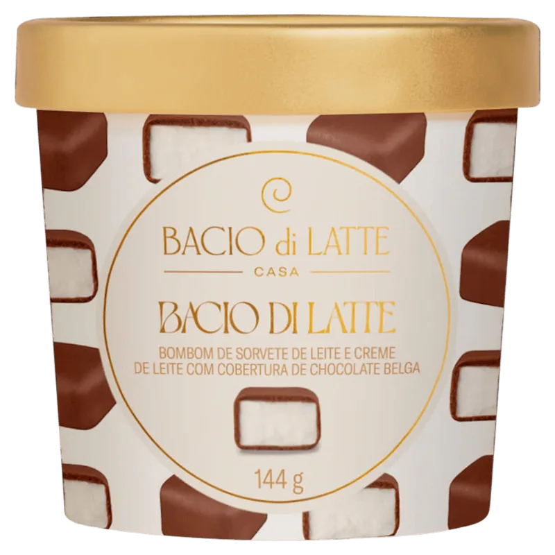 Bombom de Sorvete Bacio di Latte Casa 144g Cobertura Chocolate Belga Riomarket Bombom de Sorvete Bacio di Latte Casa -144g