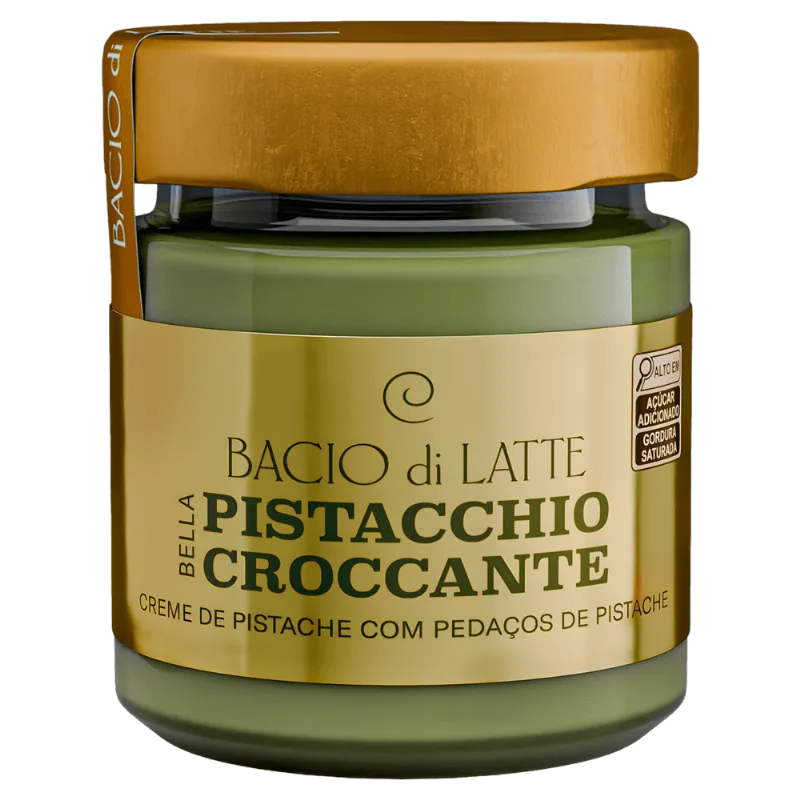 Creme de Pistache Pistacchio Croccante 250g com Pedaços Bacio di Latte Riomarket Creme de Pistache Pistacchio Croccante Bacio di Latte Bella - 250g