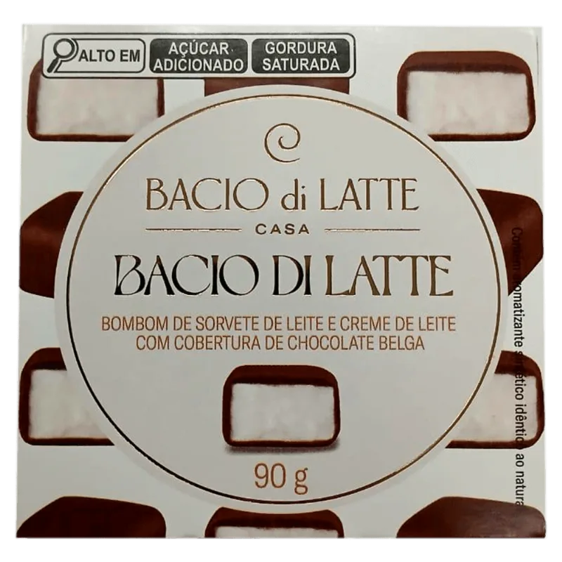 Bombom de Sorvete Bacio di Latte Leite e Creme de Leite Cobertura Chocolate Belga - 90g