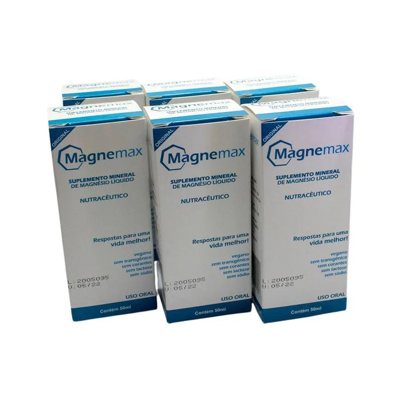 Kit 6 Cloreto De Magnésio Gotas Magnemax Nutracêutico 50ml