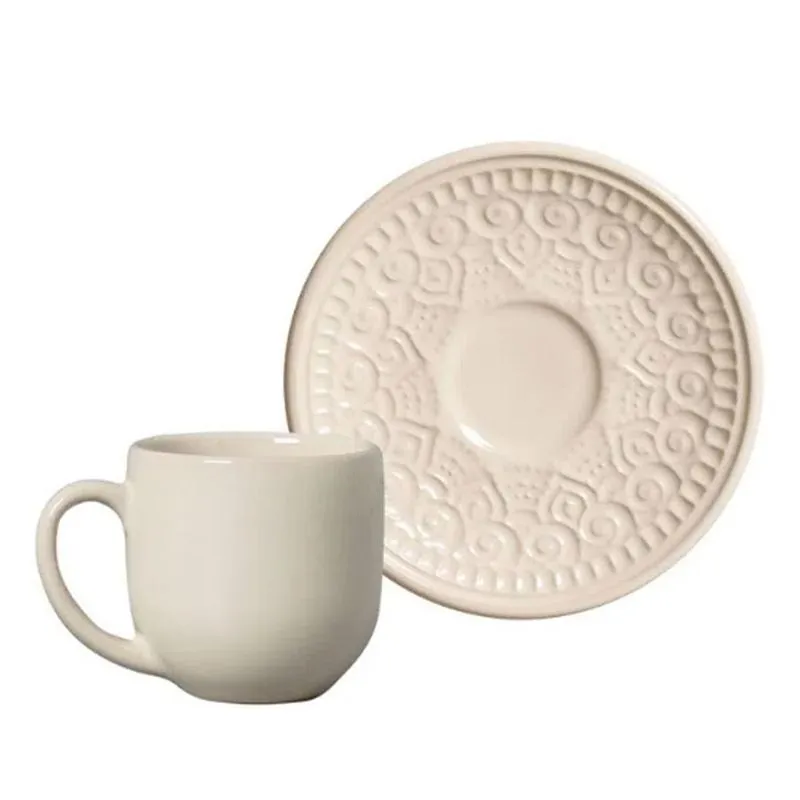 Conjunto Com 6 Xícaras De Café Com Pires Agra Cru 112 Ml