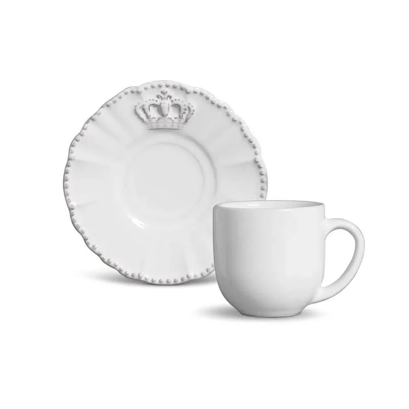 Xícara Café Cerâmica Windsor Branco 6 Peças Porto Brasil