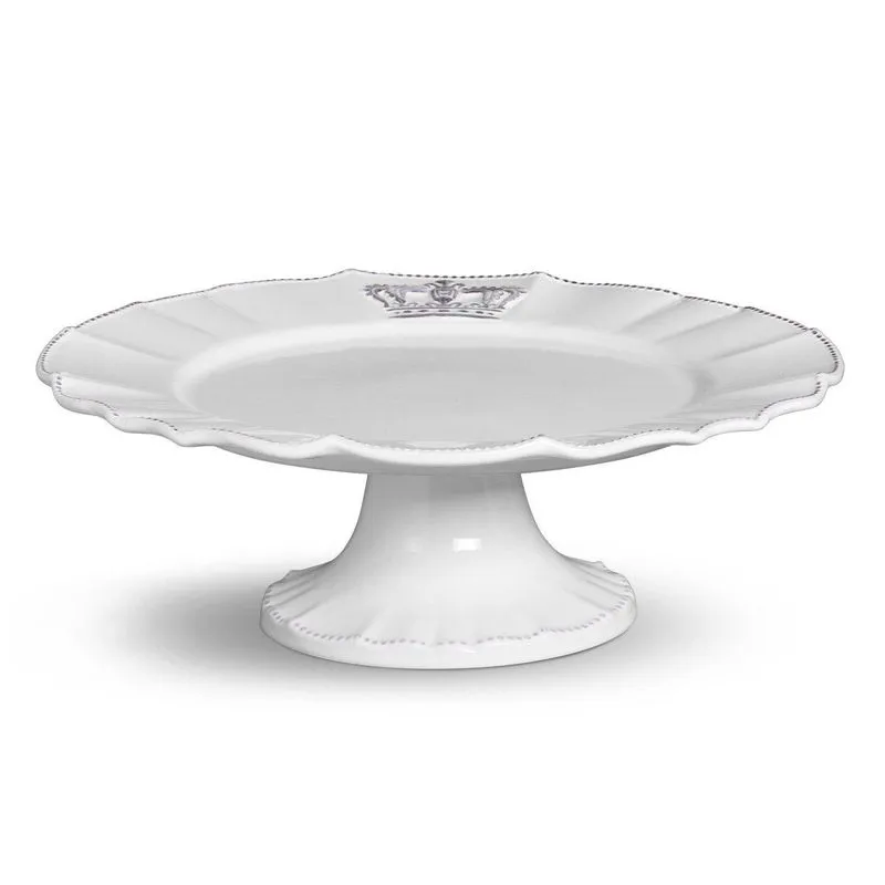 Prato Bolo Com Pé Cerâmica Windsor 37cm Porto Brasil