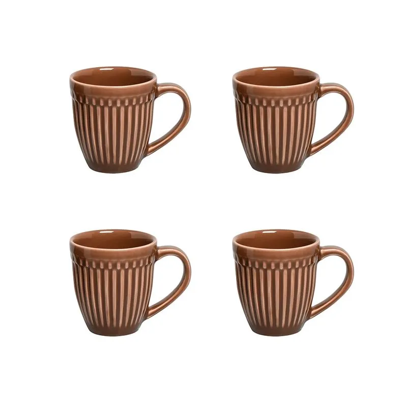 Conjunto de Caneca Roma Porto Brasil Cacau 343ml com 4 Peças