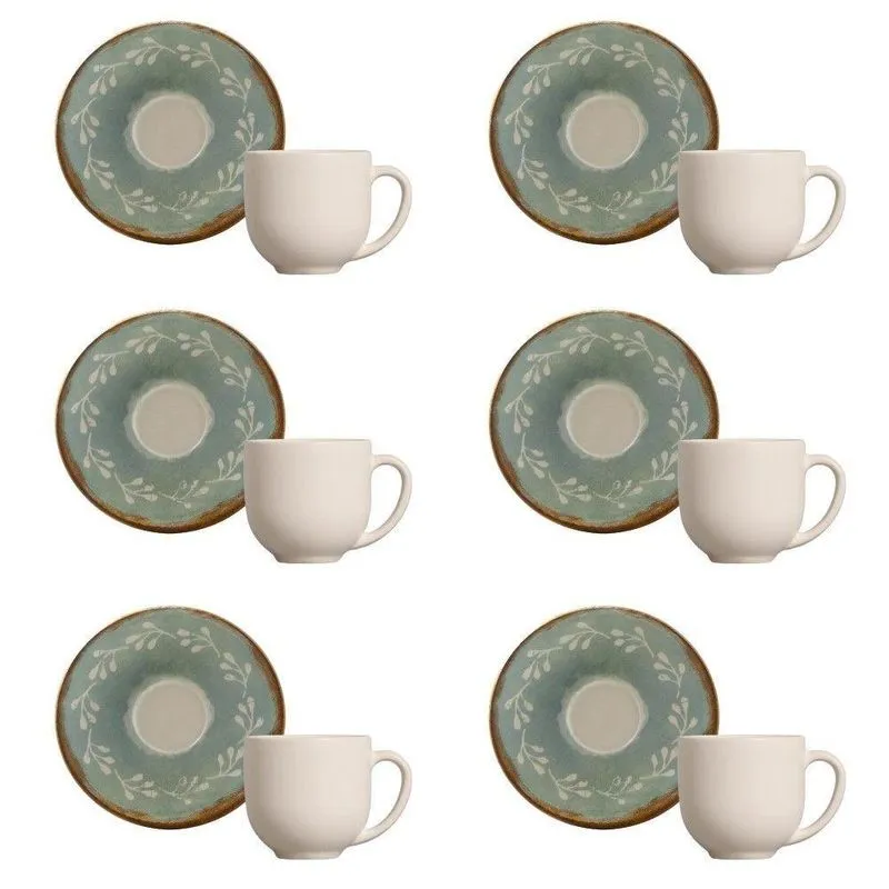 Conjunto De Xícara De Cafezinho Com Pires 06 Peças Coup Mediterrâeno Porto Brasil