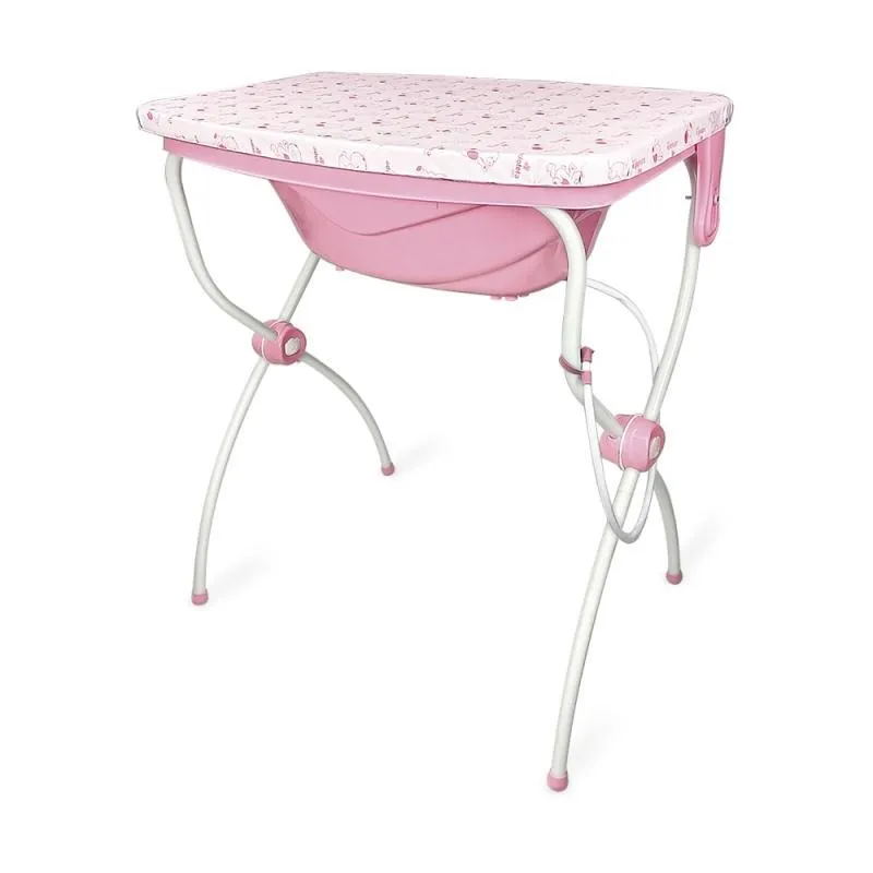 Banheira Carinho 25l Com Suporte E Trocador Adoleta Rosa