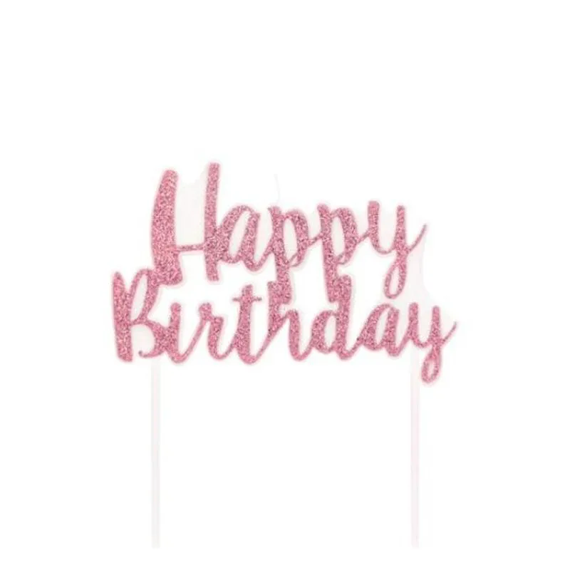 Vela Happy Birthday Rosa Claro Pequeno - 1 Unidade