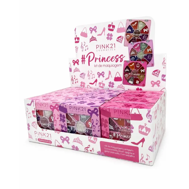 Box c/12 Estojo de Maquiagem Princess Pink 21 CS4619