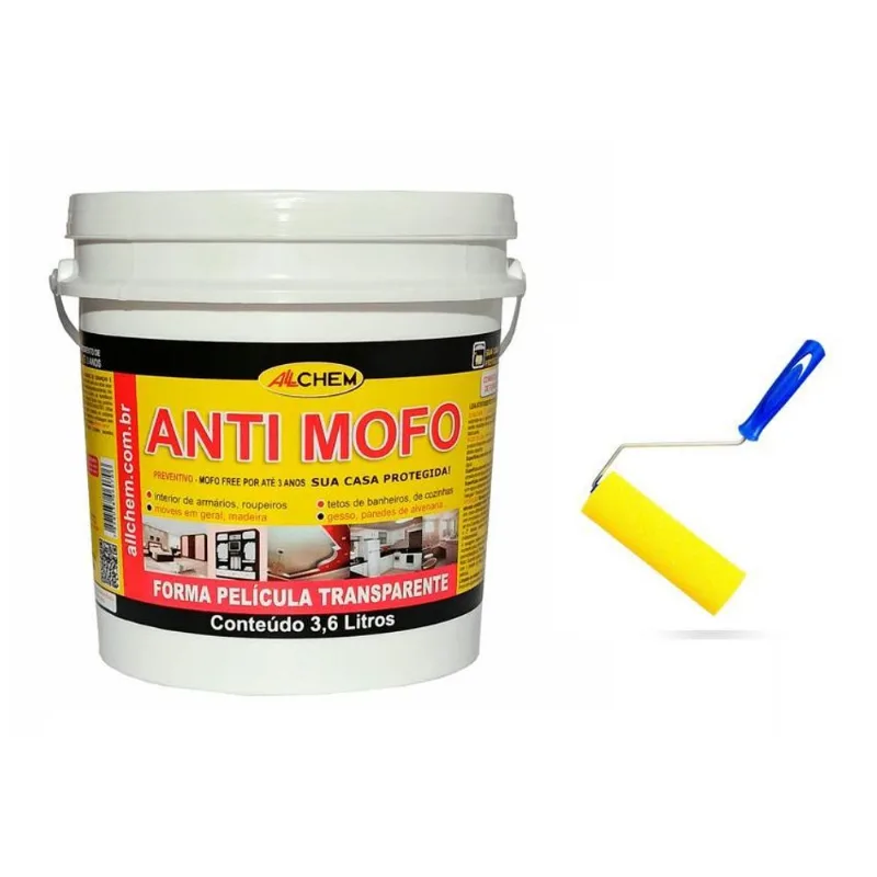 Kit Fundo Antimofo Bactérias Preventivo Allchem 3,6l + Rolo