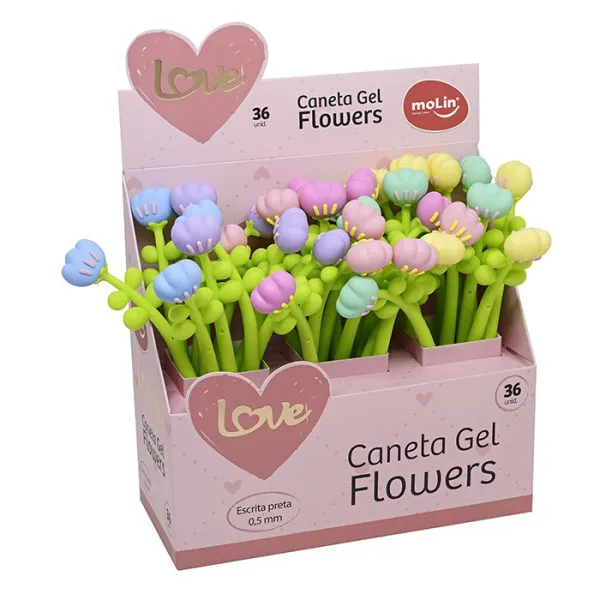 CANETA GEL LOVE FLOWERS TULIPA 0,5MM (ESCRITA PRETA)