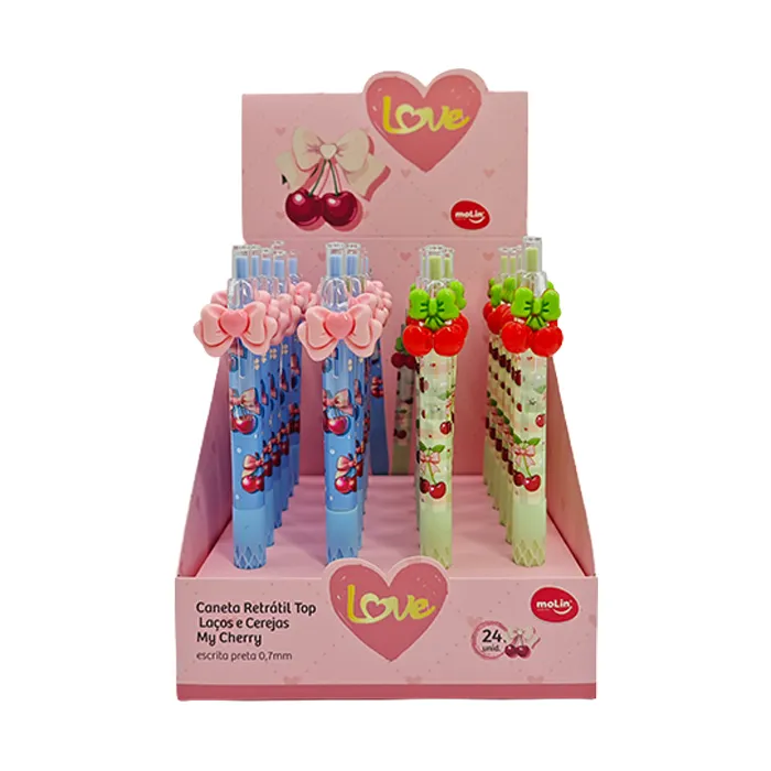 CANETA RET TOP LACOS E CEREJAS LOVE MY CHERRY 0,7MM (ESCRITA PT)