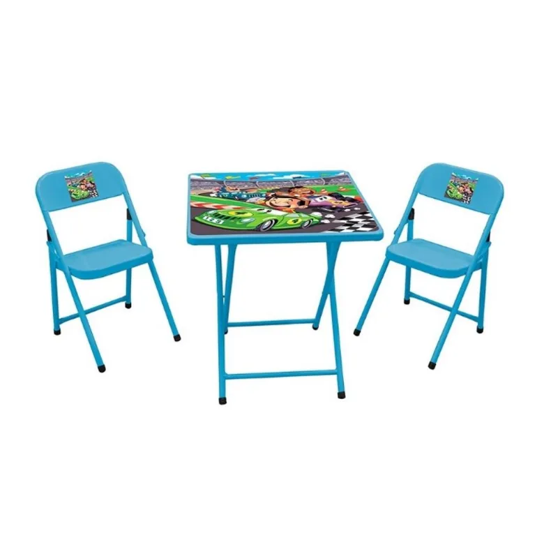 Conjunto de Mesa c/ Cadeira Sapeca Carros Azul Bebê-Metalmix