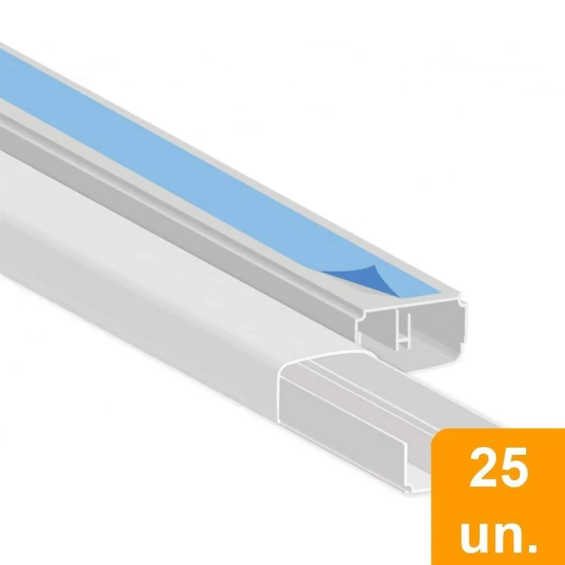 Canaleta Plastilit PVC Branca 20x10x2000mm com Fita Dupla Face