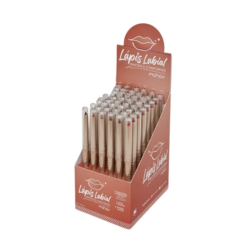 Lápis Labial Retrátil Batom e Contorno C/48 Unid - Mahav (LPBMV)