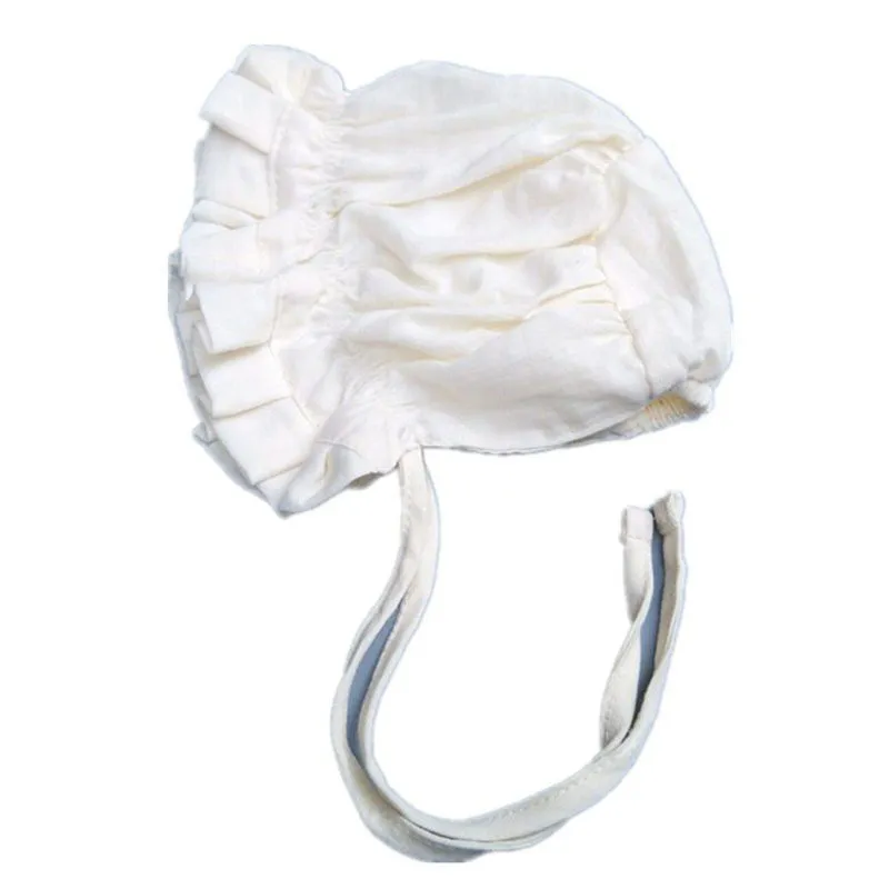 Chapéu Vintage Infantil Branco Macio Para Bebê 0-3 Meses Princesa Ruffles Baby Hat - Branco