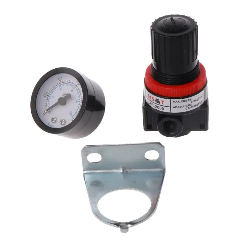 Ar2000 Air Control Pressure Gauge Compressor Relief Regulator Regulator Valve - Preto