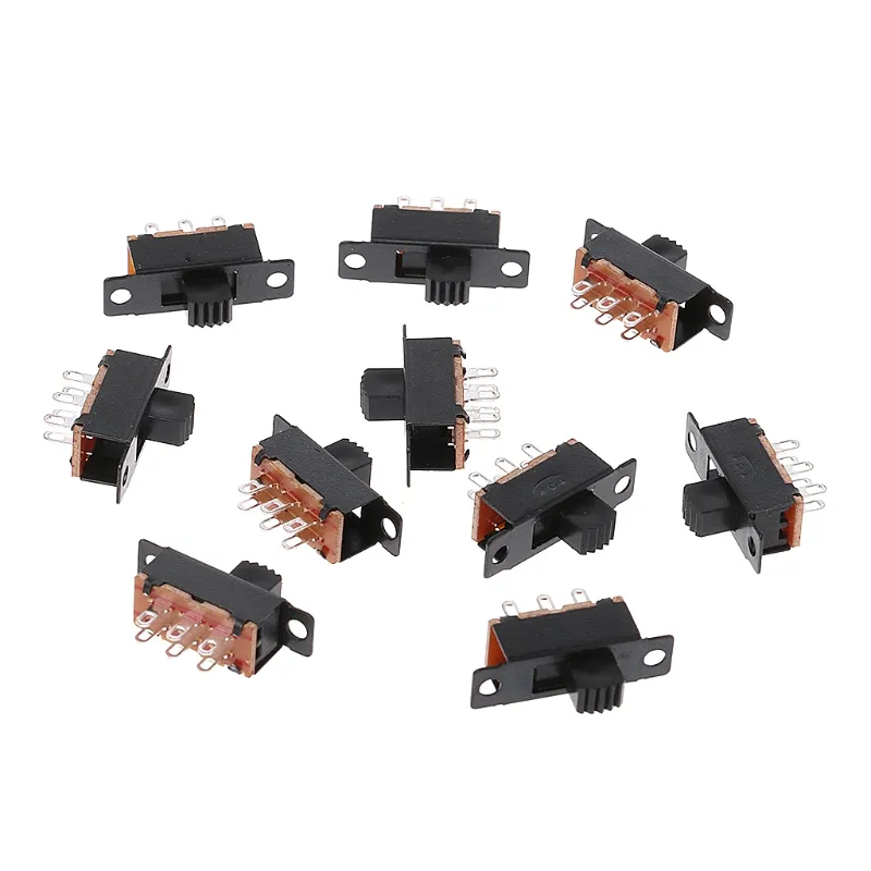 10pcs Ss22f32 6 Pinos 2 Posições Dpdt Ligado/on Mini Slide Switch 0.5a Alternar De Alternação - Preto