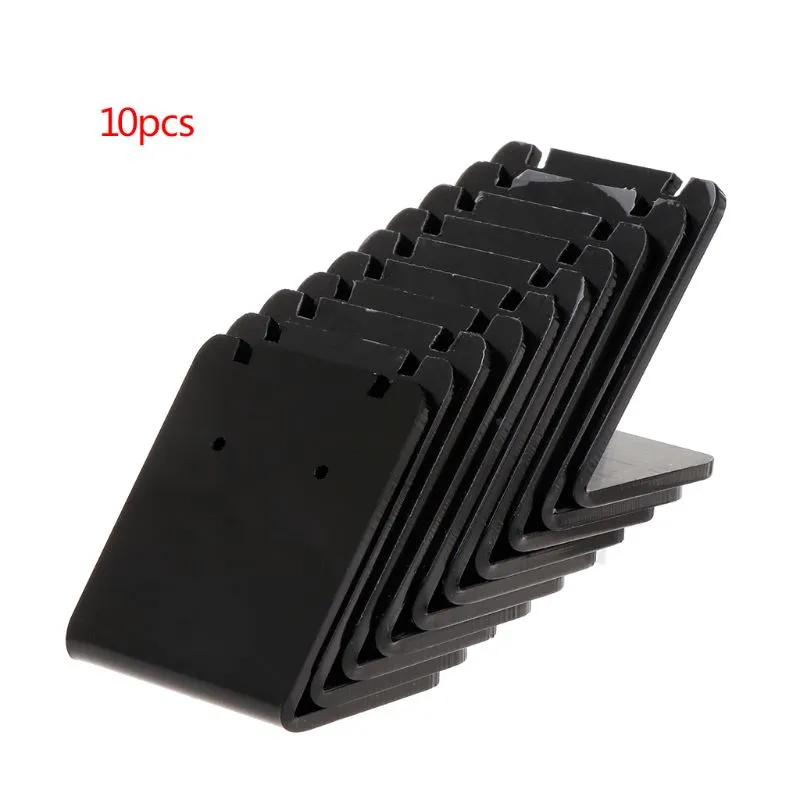 10 Pcs/conjunto Brincos Prateleira Display Stand Holder L Shape Retângulo Profissional Ear Stud Jewely Show Bracket Display Showcase - Preto