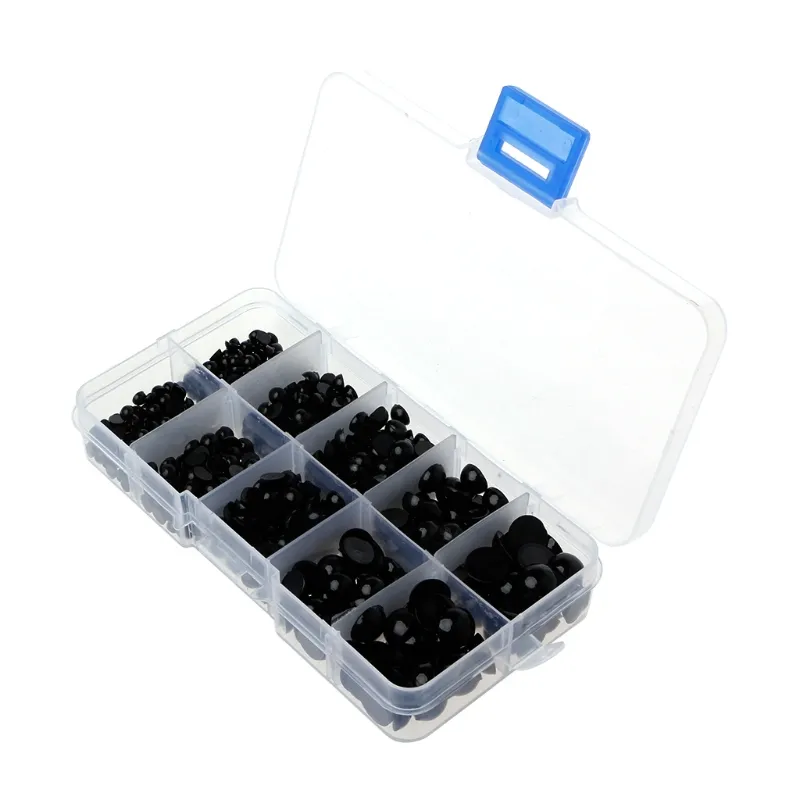 760pcs 4-10mm Preto Plástico Olhares De Segurança Para Teddy Bear Boneca Animal Puppet Craft - Preto