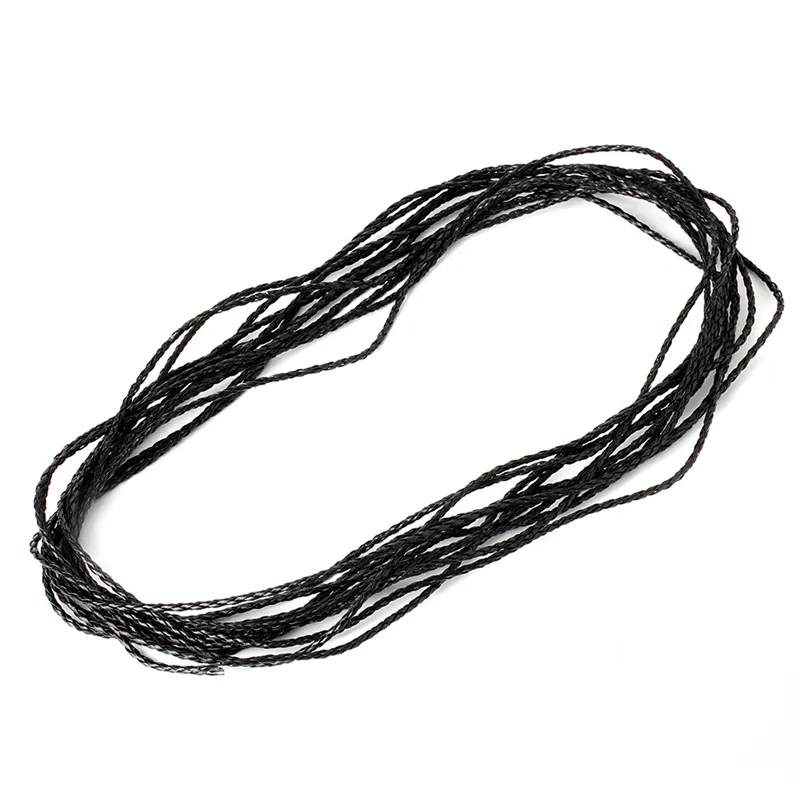 9m Couro Preto Trançado Corda Corda Corda 3mm Colar Corda Para Joias