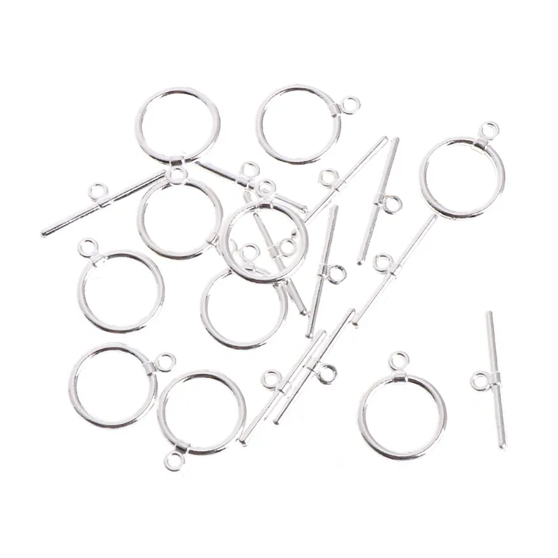10pcs/conjunto 14mm Alternar Conectores De Clasps Ot Clasp Aço Inoxidável Para Joias Diy - Prata