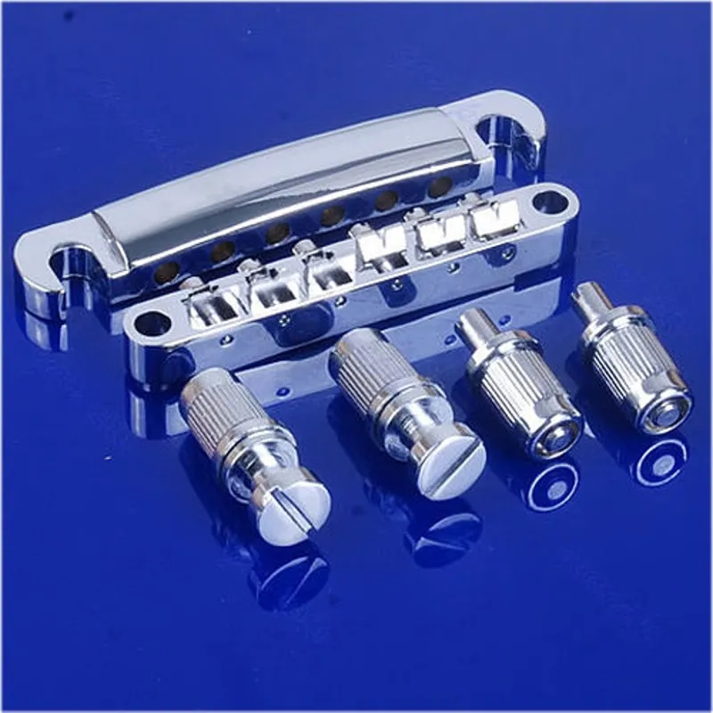 Cromado Guitar Bridge Tune-o-matic Tailpiece Tail Para Les Paul Lp Style Set Novo - Prata
