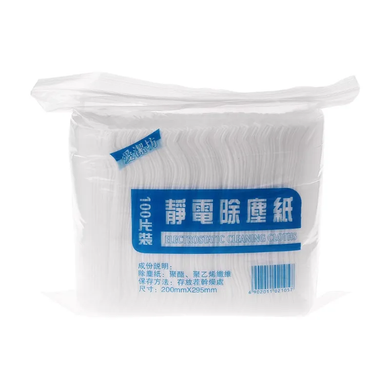 100pcs/saco Descartável Remoção De Pó Eletrostático Esfregão Papel De Cozinha Home Banheiro - Branco