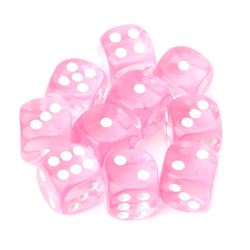 10 Pcs Seis Lados 15mm Cubo Transparente Mesa Portátil De Canto Jogando Jogos - Rosa
