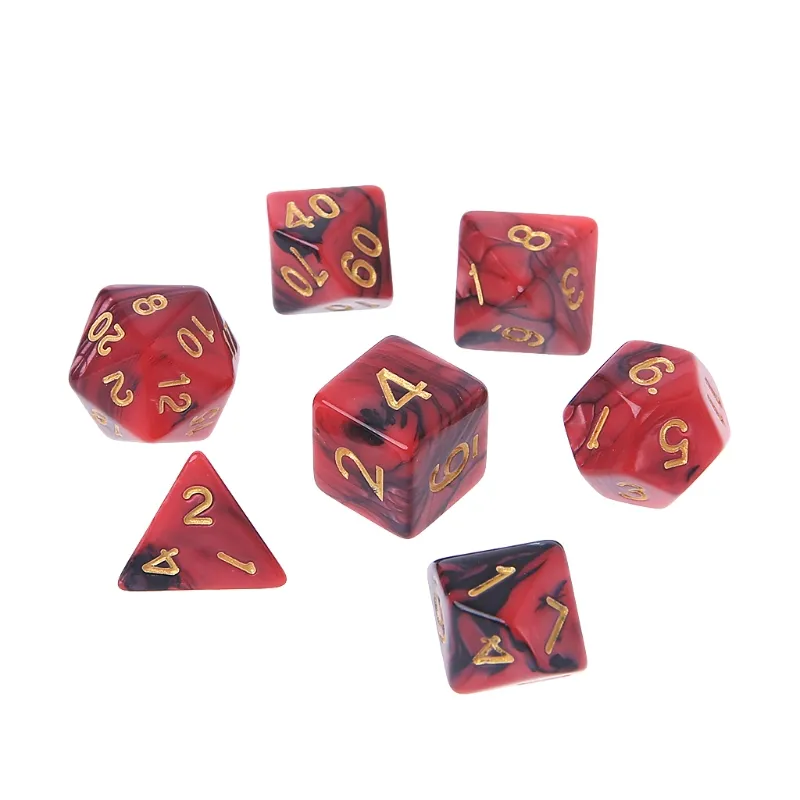 7pcs/set Acrilic Polyhedral Dice Para Trpg Jogo De Tabuleiro D4-d20 - Vermelho