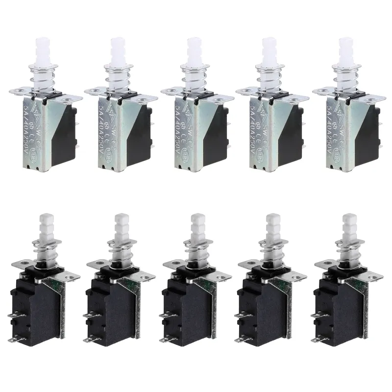 10 Pcs Travando Spst Pressione Botão Power 2pin Switch Sw-3 Switches Ac 250v 2a/8a - Preto