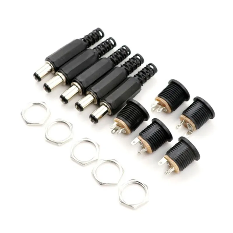12v 3a Plástico Male Plugs + Conector De Barril Dc Soquete Feminino Com Tubo De Encolhimento