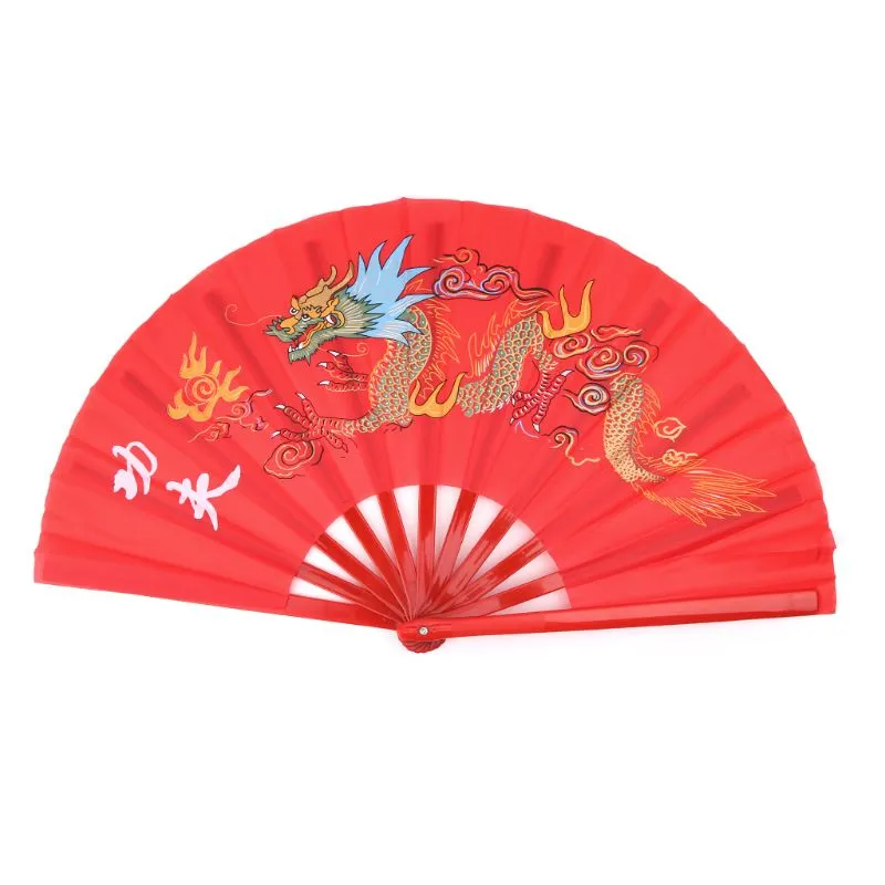 33cm Artes Marciais Tradicionais Chinesas Dobrando Tai Chi Fã Kung Fu Performance - Vermelho