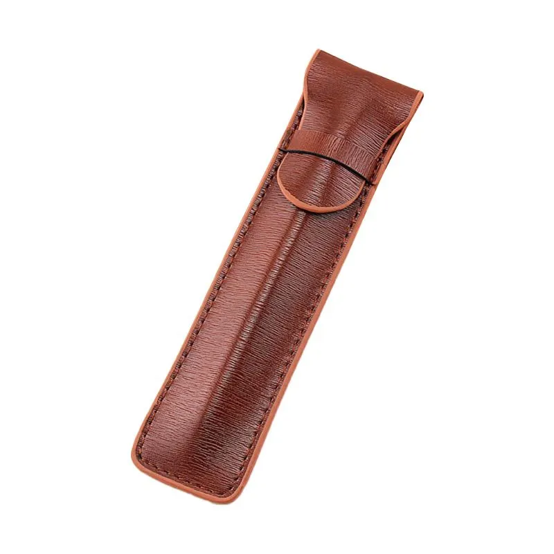 Retro Fountain Pens Case Pencils Bag One Single Writing Holder Supplies Accessories Office Storage - Light Brown