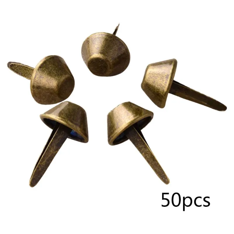 50pcs/pack 15mm Bolsa Bolsa Plana Bolsa Metal Pés Pregos Bottom Studs Nail Spike Fives Bagagem Peças Rebites - Bronze