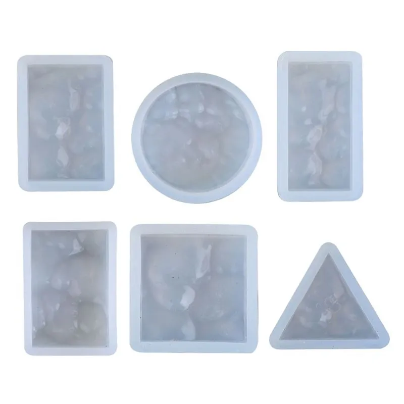 6pcs Sea Wave Style Resin Molds Epoxy Resin Water Ripple Pingente Silicone Moldes Resin Casting Moldes Joias Fazendo Ferramentas - Branco