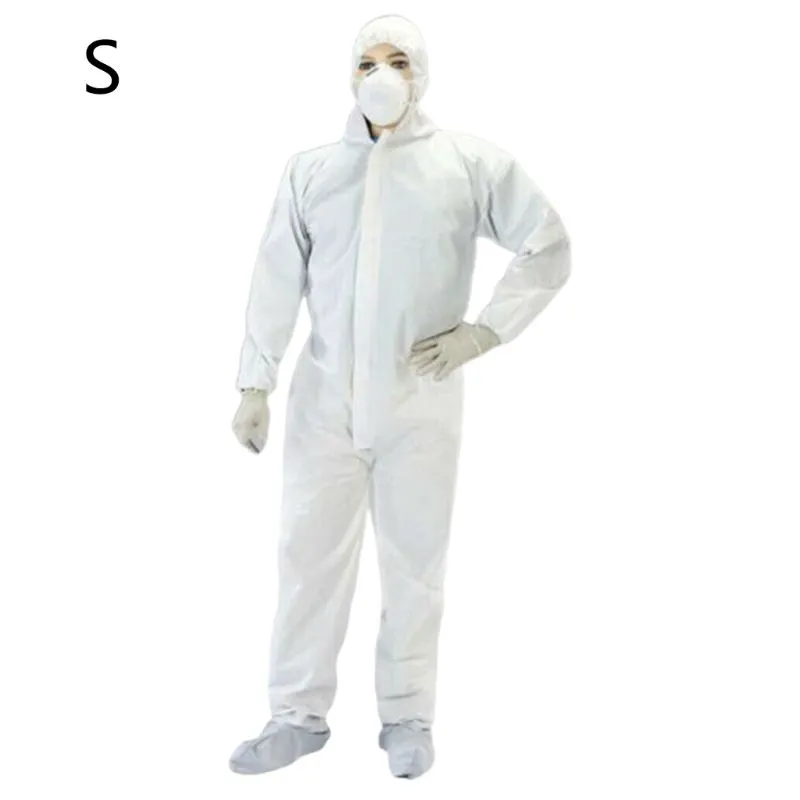 1 Conjunto De Segurança Branca Respirável Cobrir Todo O Processo De Isolamento Descartável Roupa De Proteção Completa Elástica - S