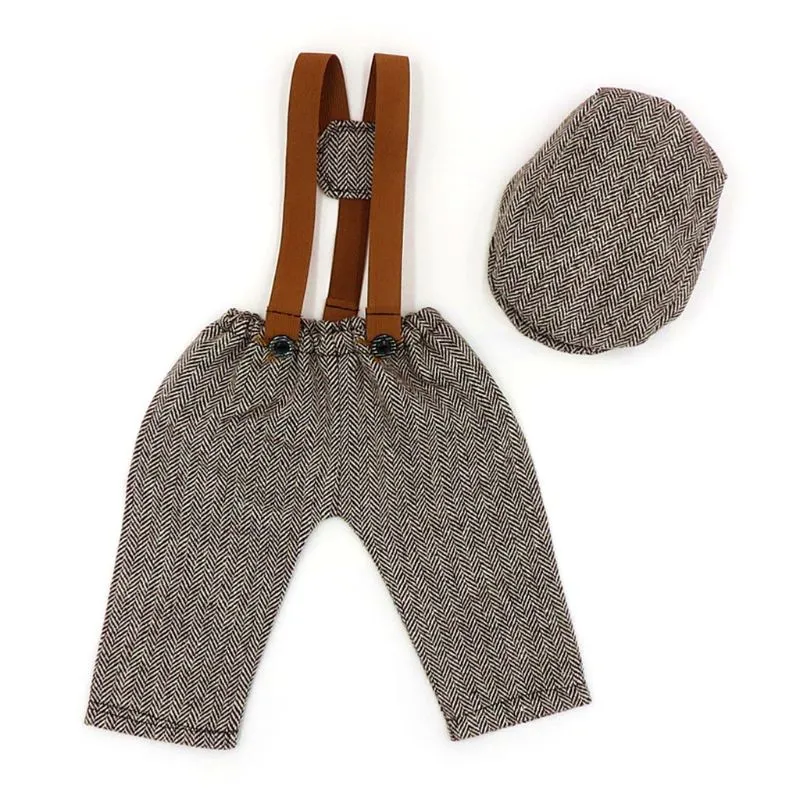 2 Pcs Baby Boy Girl Overalls Romper Hat Set Calças Cabeça Wrap Beanie Cap Roupas