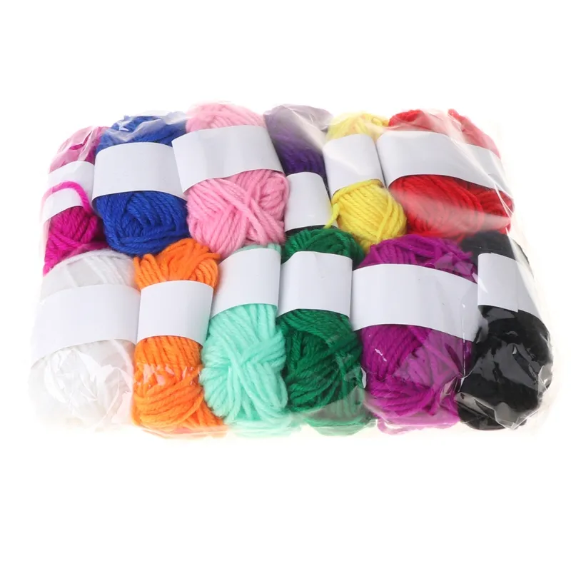12 Cores Variadas Crianças Diy Manual Tricô Fio De Lã Fio De Malha Acrílica Cabo Médio Grosso Linha Para Almofada Chinelos Boneca