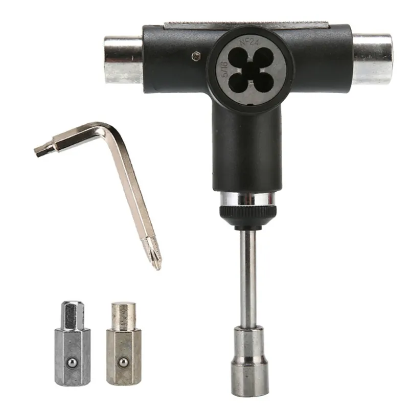 Tudo Em Uma Ferramenta De Skate Kit Y E T Head Skate Skate Patinador Ferramenta De Skate Para Ferramenta De Skate Longboard - Preto