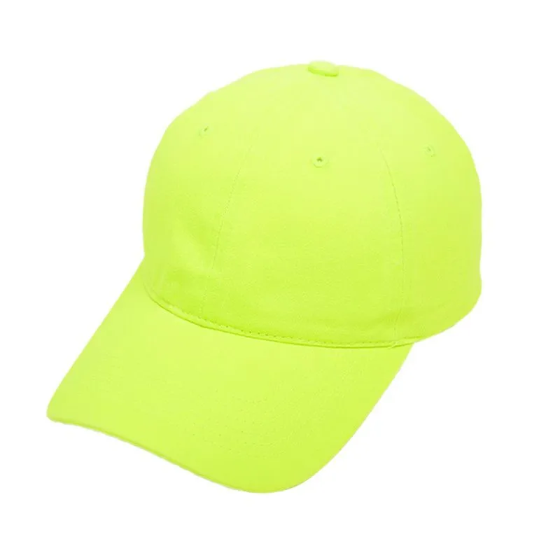 Neon Solid Color Baseball Cap Alta Visibilidade Protetor Solar Snapback Trucker Dad Hat - Amarelo