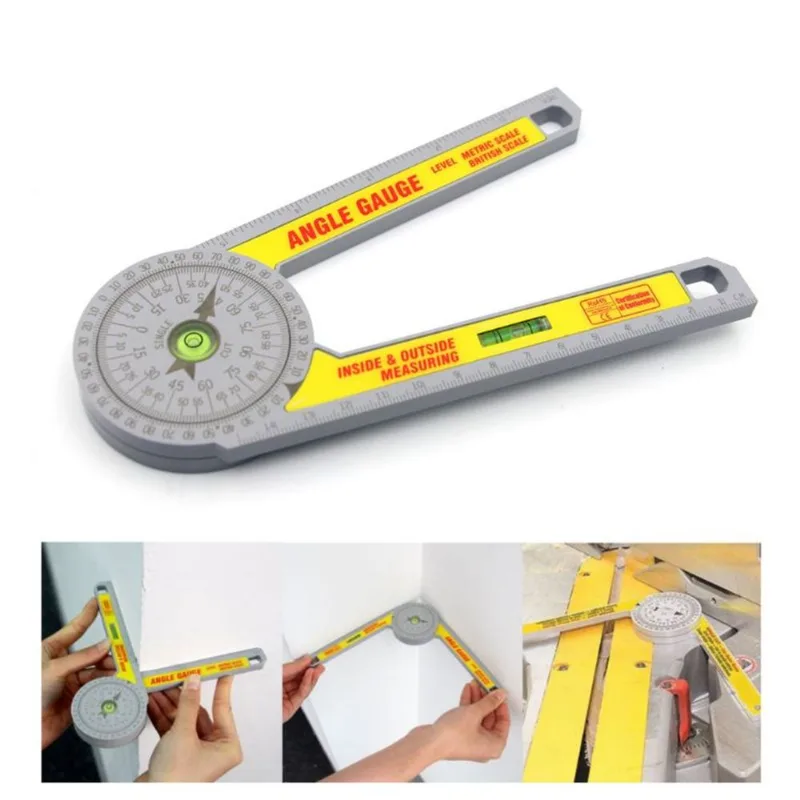 360 Graus Miter Viu Protractor Alta Precisão Ângulo De Ângulo Derolar Ferramenta De Régua De Medição - Amarelo