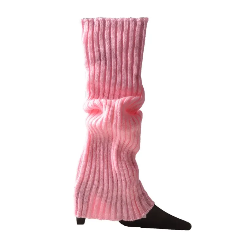 Moda Feminina Perna Aquece Adulto Junior 80s Costelado Joelho Alto Meias Longas - Rosa