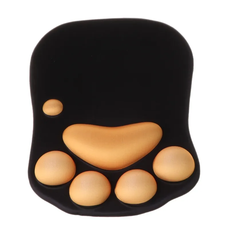 3d Cute Mouse Pad Anime Soft Silicone Cat Paw Mouse Pad Pulso Suporte De Suporte De Memória Espuma De Jogo Mousepad Almofada De Tapete - Preto