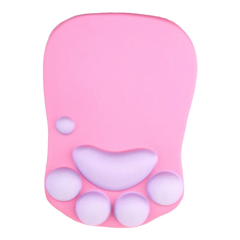3d Cute Mouse Pad Anime Soft Silicone Cat Paw Mouse Pad Pulso Suporte De Suporte De Memória Espuma De Jogo Mousepad Almofada De Tapete - Rosa