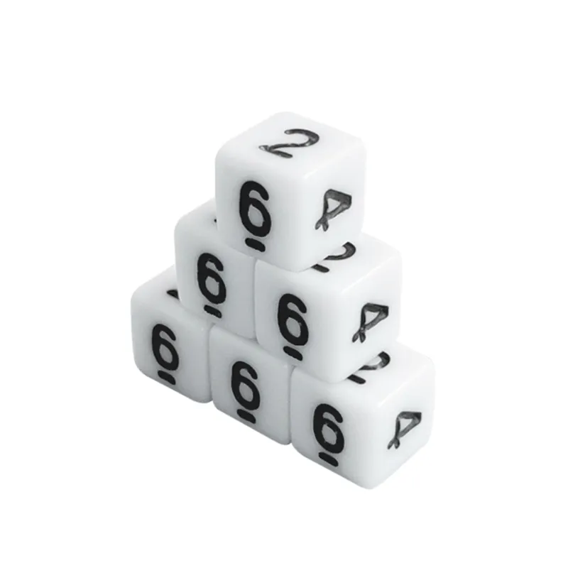 100pcs White Gaming Dice 8/10/16mm Padrão Seis Lados Decider Número Dice Aniversário Festas De Aniversário Data De Jogo - Branco - 8mm